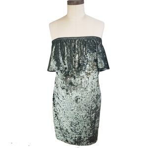 Plus Size 3X Green Crushed Velvet Sleeveless Dress